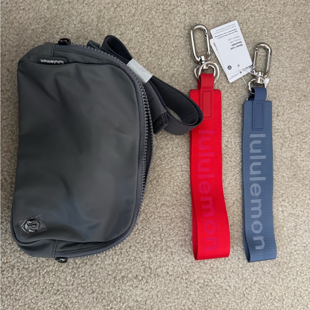 lululemon athletica Gray Belt Bag with Red and Blue Straps